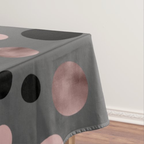 elegant faux rose gold blush pink black circles tablecloth