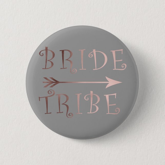 elegant faux rose gold bride tribe design button (Front)
