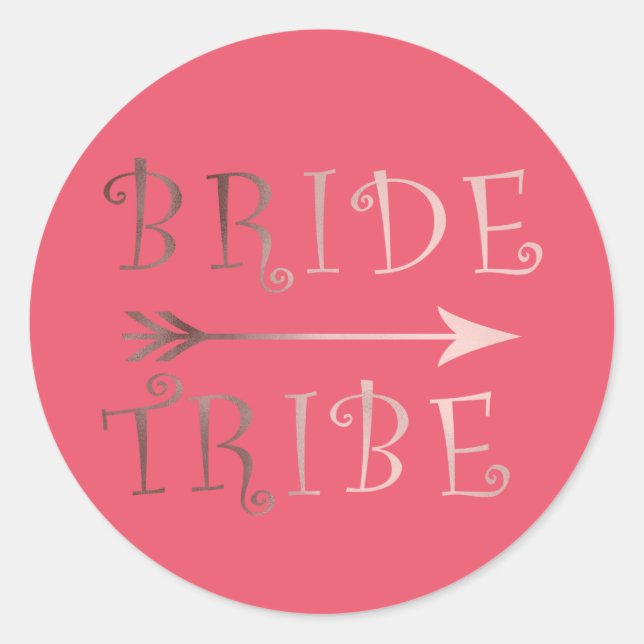 elegant faux rose gold bride tribe design classic round sticker (Front)