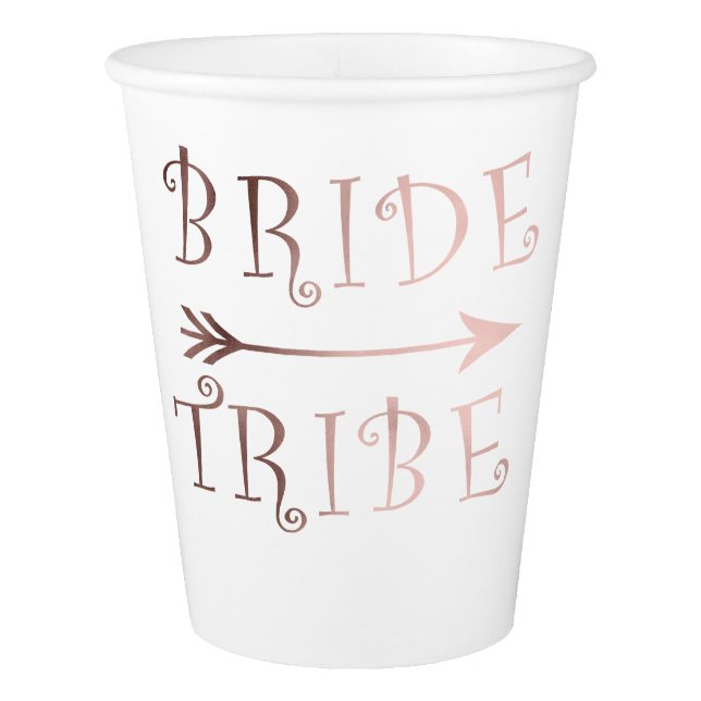 elegant faux rose gold bride tribe design paper cup (Front)