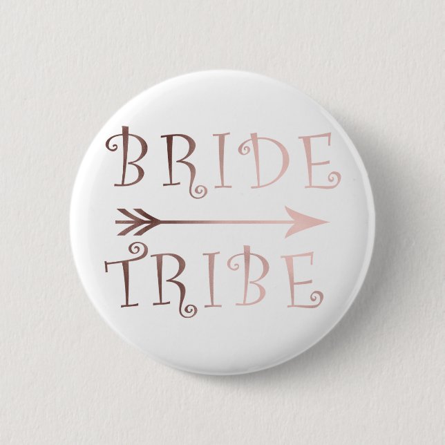 elegant faux rose gold bride tribe design pinback button (Front)