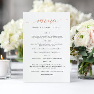 Elegant Faux Rose Gold Calligraphy Menu Card