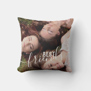 Elegant faux rose gold custom best friends photo throw pillow