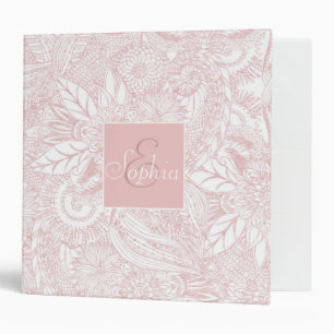 Elegant faux rose gold floral mandala design 3 ring binder