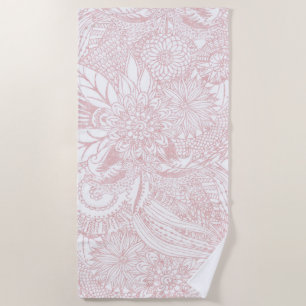 Elegant faux rose gold floral mandala design beach towel