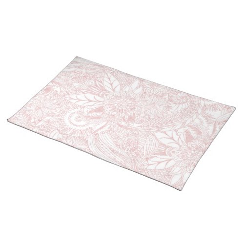 Elegant faux rose gold floral mandala design cloth placemat