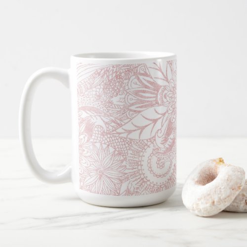 Elegant faux rose gold floral mandala design coffee mug