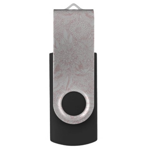 Elegant faux rose gold floral mandala design flash drive