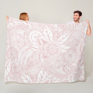 Elegant faux rose gold floral mandala design fleece blanket