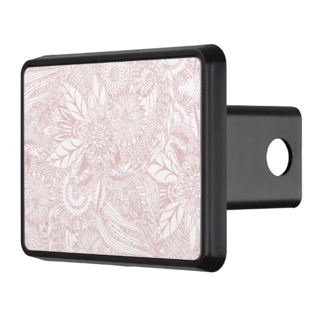 Elegant faux rose gold floral mandala design hitch cover (Left)