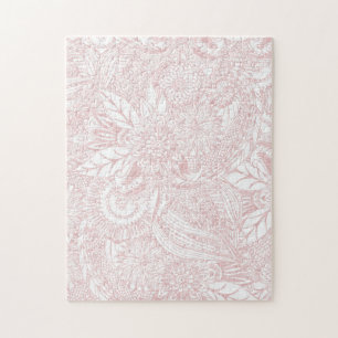 Elegant faux rose gold floral mandala design jigsaw puzzle