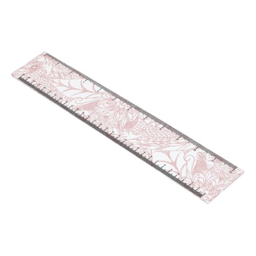 Elegant faux rose gold floral mandala design ruler