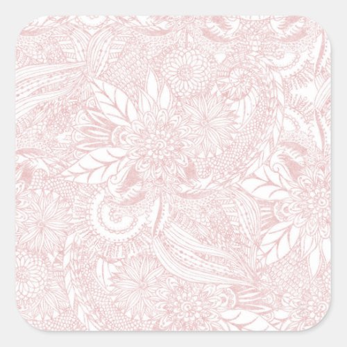 Elegant faux rose gold floral mandala design square sticker