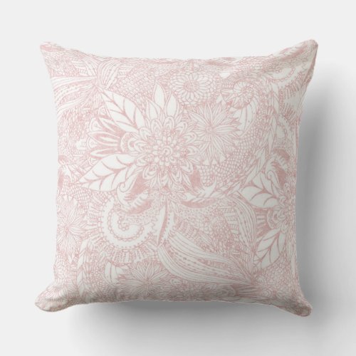 Elegant faux rose gold floral mandala design throw pillow