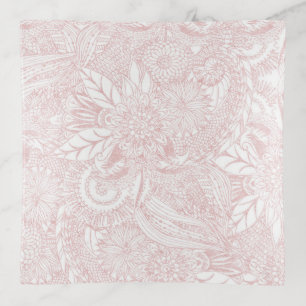 Elegant faux rose gold floral mandala design trinket tray