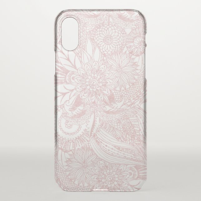 Elegant faux rose gold floral mandala design uncommon iPhone case (Back)