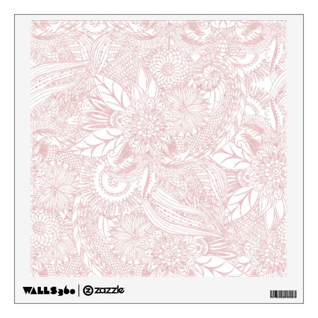 Elegant faux rose gold floral mandala design wall decal (Front)