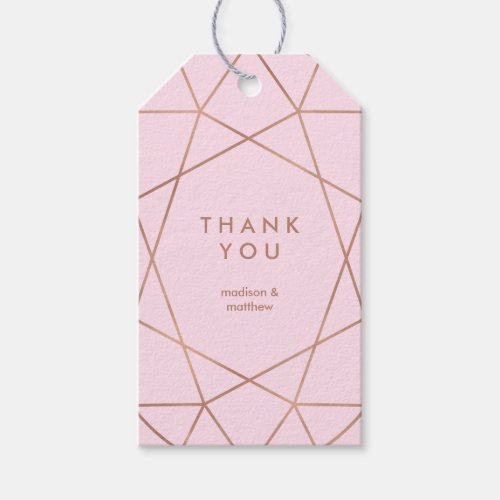 Elegant Faux Rose Gold Geometric on Blush Pink Gift Tags