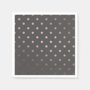 elegant faux rose gold grey polka dots paper napkins
