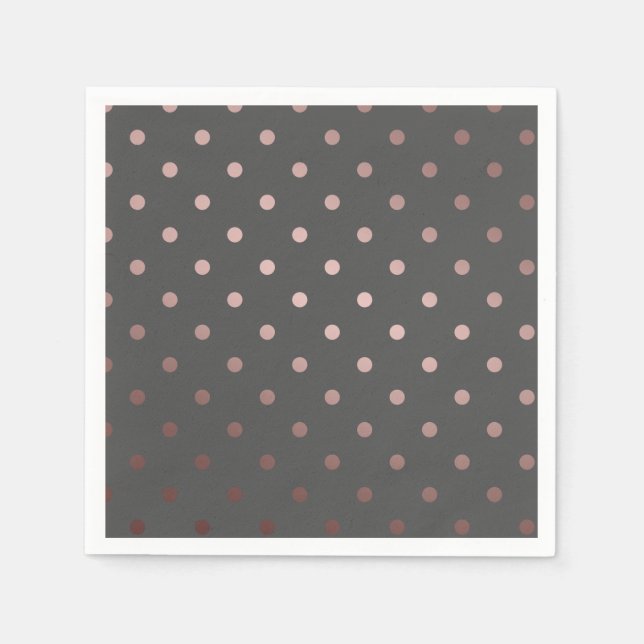 elegant faux rose gold grey polka dots paper napkins (Front)