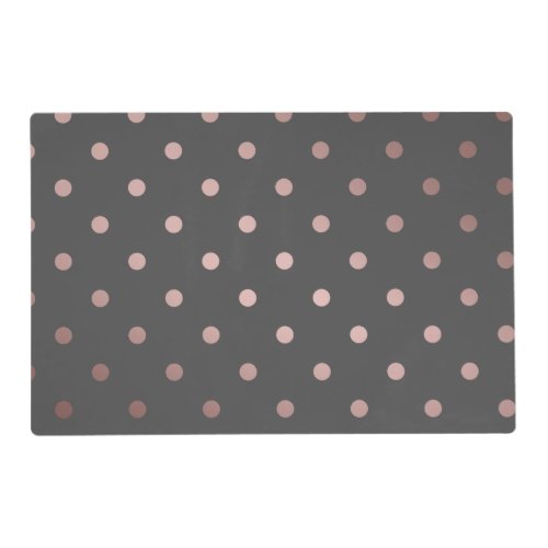 elegant faux rose gold grey polka dots placemat