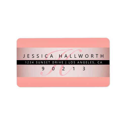 Elegant Faux Rose Gold  Monogram Return Address Label