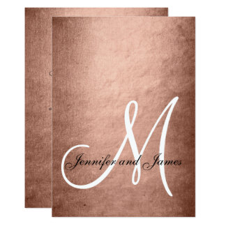 Elegant Faux Rose Gold Monogram Wedding Card