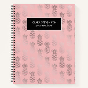Elegant faux rose gold pink pineapple pattern notebook