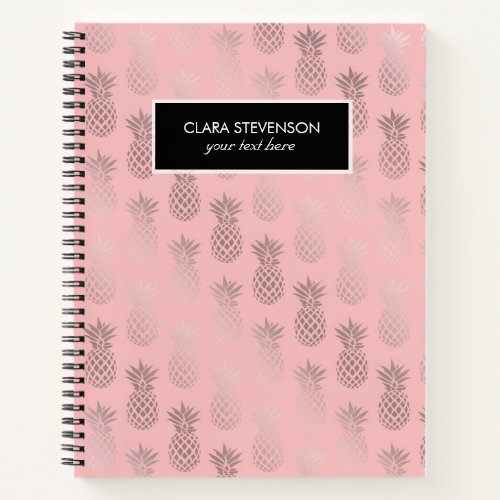 Elegant faux rose gold pink pineapple pattern notebook