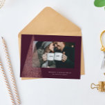 Elegant faux rose gold tree one photo Christmas Holiday Card<br><div class="desc">With a modern tree of faux rose gold flurries on a chic plum background,  this one-photo card is the perfect way to send holiday greetings. The message is customizable,  as is the background color. Great for families,  couples or anyone with sophisticated taste.</div>