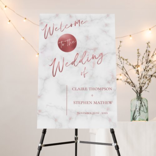 Elegant Faux Rose Gold Welcome To The Wedding Foam Board