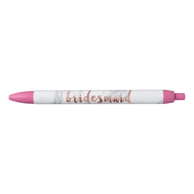elegant faux rose gold white marble bridesmaid pen (Front)