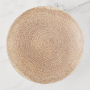 Elegant Faux Rustic Light Natural Woodgrain Slice Trinket Tray