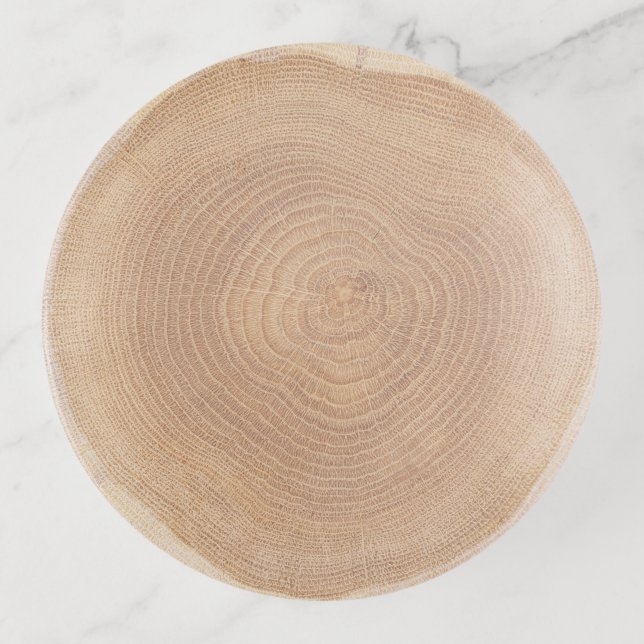 Elegant Faux Rustic Light Natural Woodgrain Slice Trinket Tray (Front)