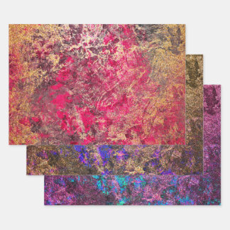 Elegant Faux Shimmer Gold and Multi Color Marble Wrapping Paper Sheets