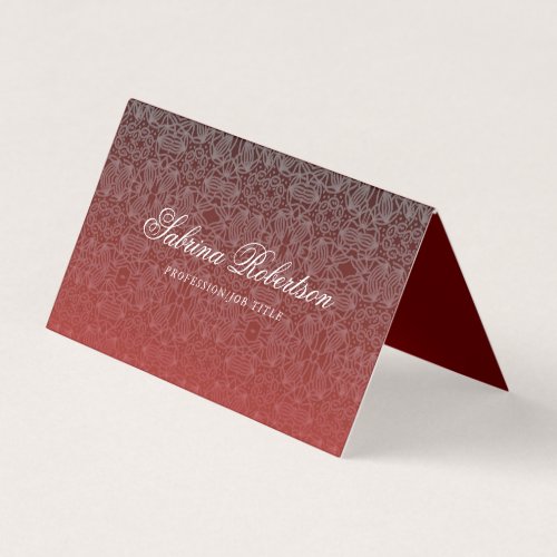 Elegant Faux Silver and Burgundy Red Ornamental Business Card