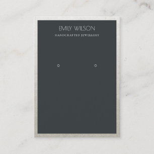 ELEGANT FAUX SILVER BLACK BORDER EARRING DISPLAY BUSINESS CARD