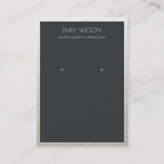 ELEGANT FAUX SILVER BLACK BORDER EARRING DISPLAY BUSINESS CARD (Front)