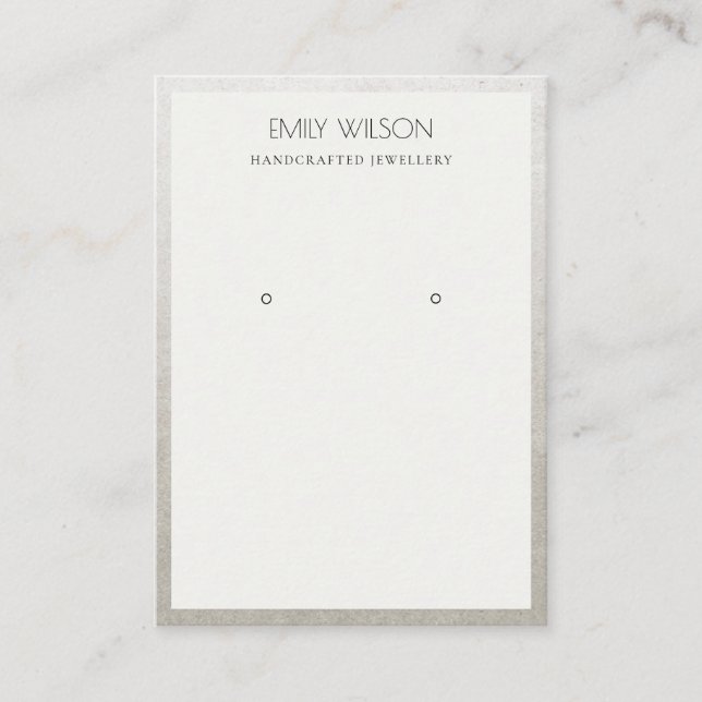 ELEGANT FAUX SILVER BORDER FOIL EARRING DISPLAY BUSINESS CARD (Front)