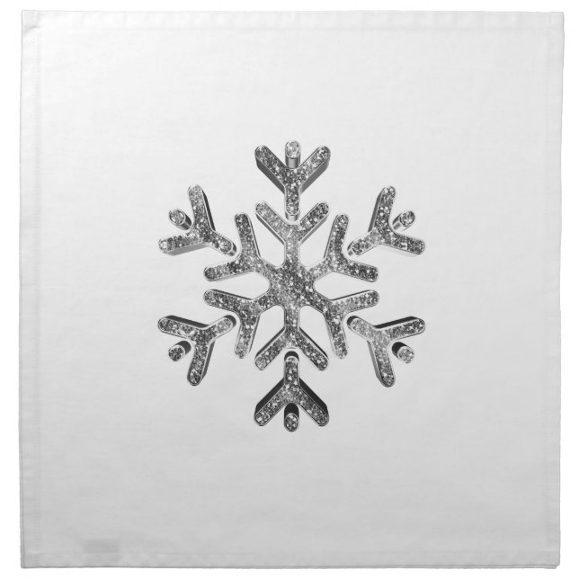Elegant Faux Silver Diamonds Snowflake Christmas Cloth Napkin (Front)