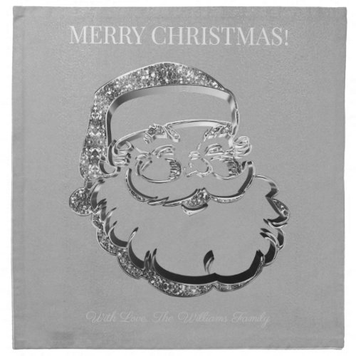 Elegant Faux Silver Gray Santa Claus Christmas Cloth Napkin