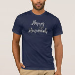 Elegant Faux Silver Gray Script Happy Hanukkah T-Shirt<br><div class="desc">Faux Silver Gray Script Elegant Happy Hanukkah Party Shirt</div>