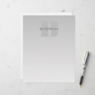 Elegant Faux Silver Grey Gradient Monogram Classic Letterhead