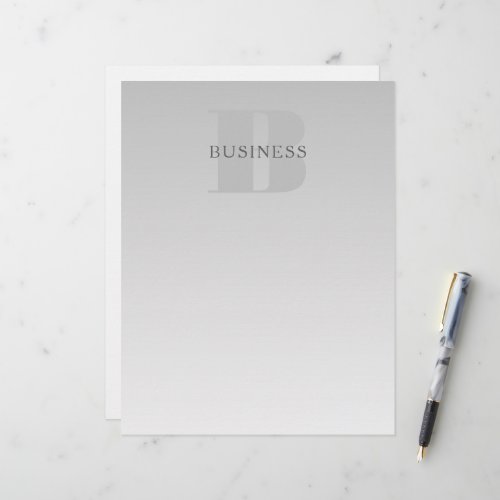 Elegant Faux Silver Grey Gradient Monogram Classic Letterhead