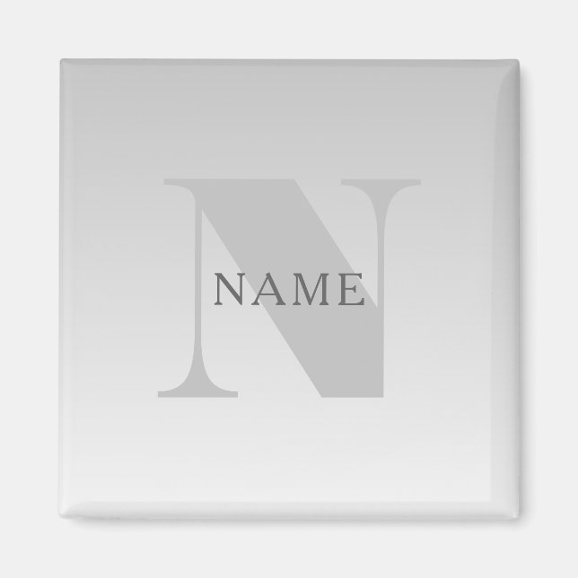 Elegant Faux Silver Grey Gradient Monogram Classic Magnet (Front)