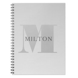 Elegant Faux Silver Grey Gradient Monogram Classic Notebook