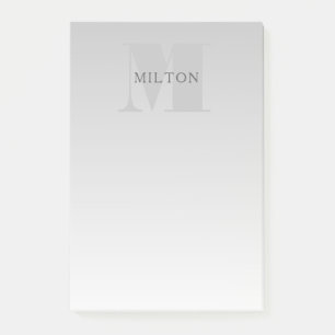 Elegant Faux Silver Grey Gradient Monogram Classic Post-it Notes