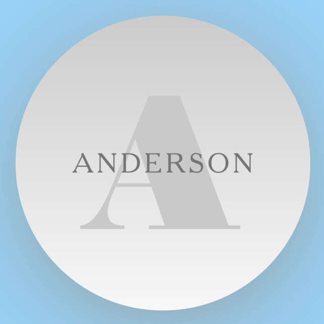 Elegant Faux Silver Grey Gradient Monogram Classic Round Sticker (Creator Uploaded)