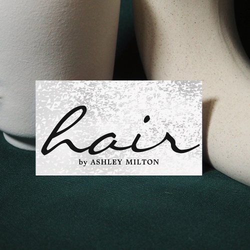 Elegant Faux Silver Hair Stylist Business Card