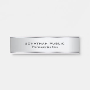 Elegant Faux Silver Metallic Look Template Trendy Door Sign